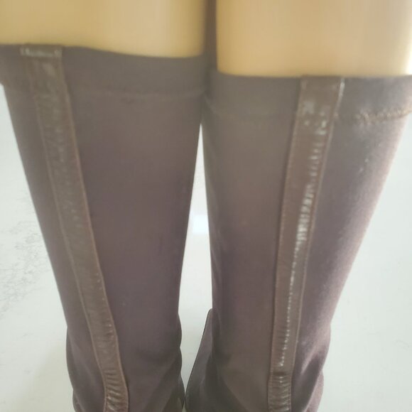Martinez Valero Women's Dark Brown Stretch Pull On Boots Back Leather Trim 9.5 - Picture 11 of 16
